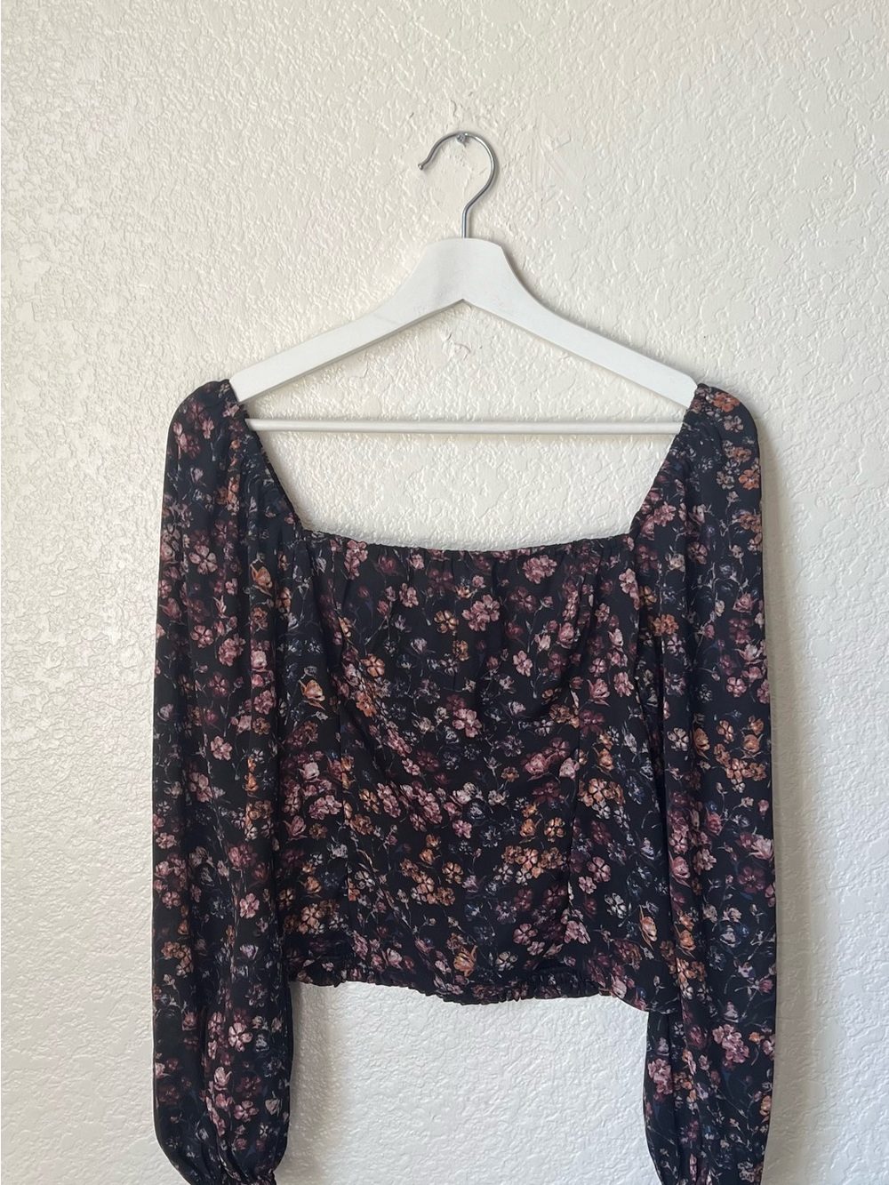 Abercrombie & Fitch Floral Square Neck Crop Blouse